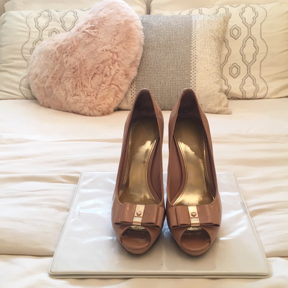 Coach Patent Leather Peep Toe Heels
